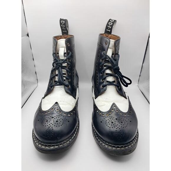 Size 11M - Vintage 80s John Fluevog Boots Black White Leather Two Tone Rare” - Picture 3 of 9